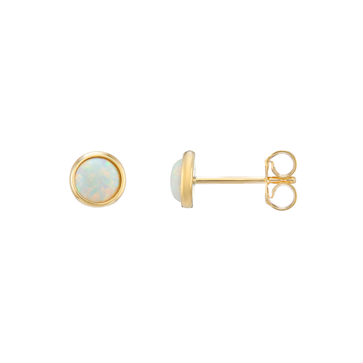 9ct gold Round Created Opal Studs