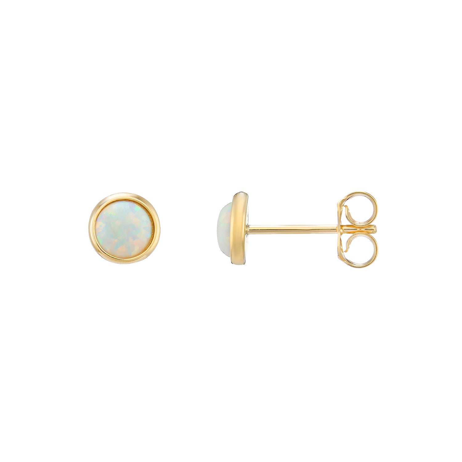 9ct gold Round Created Opal Studs
