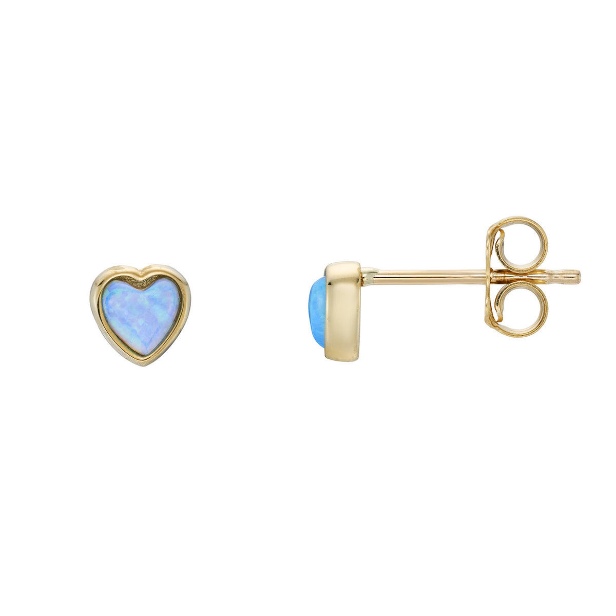 9ct gold Heart Created Opal Studs