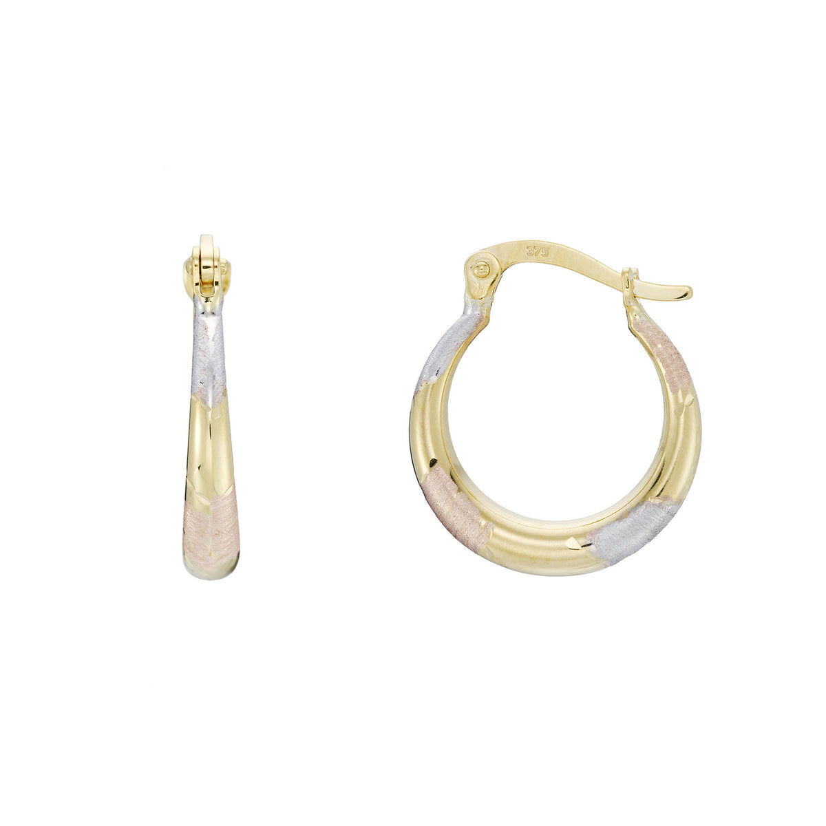 9ct three colour gold creoles