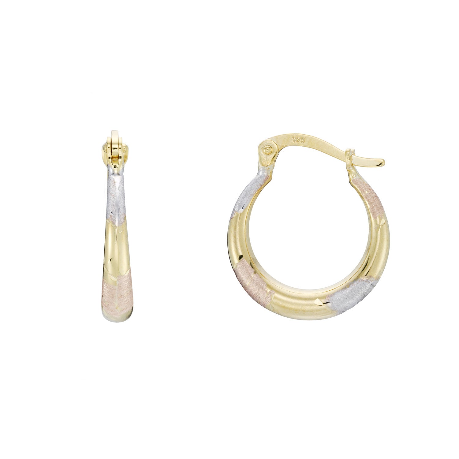 9ct three colour gold creoles