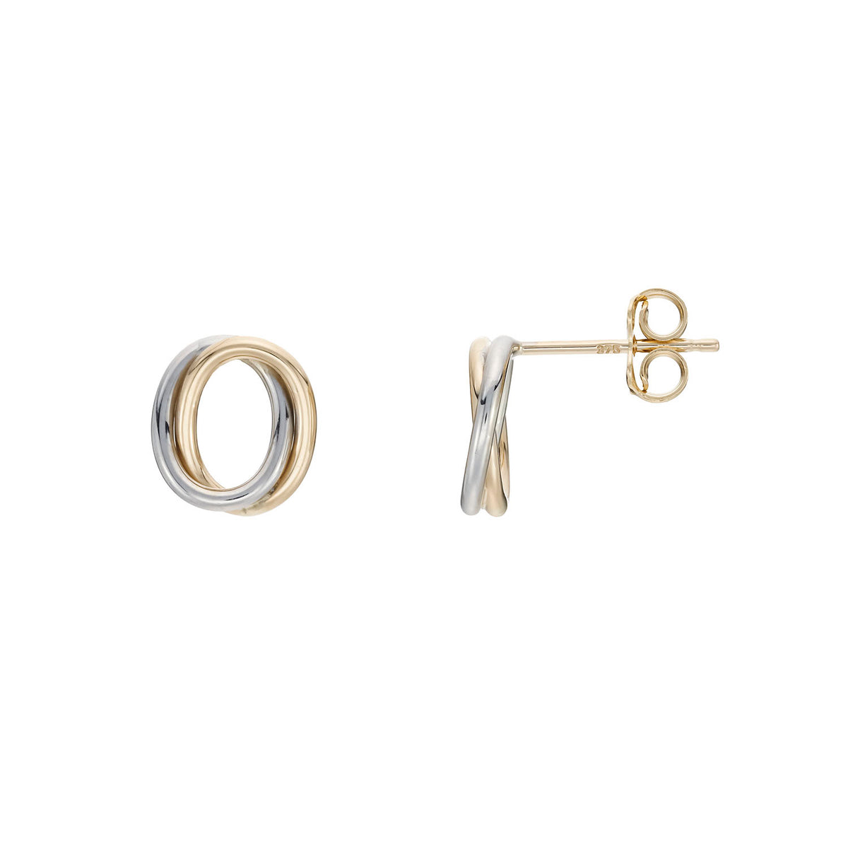 9ct 2 colour gold knot studs