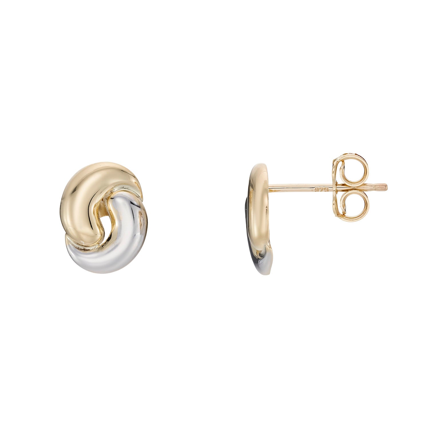 9ct 2 colour gold knot studs