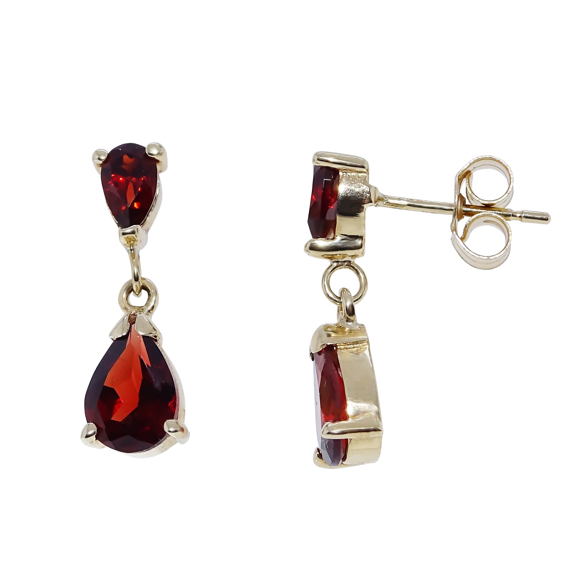 9ct gold garnet drop earrings
