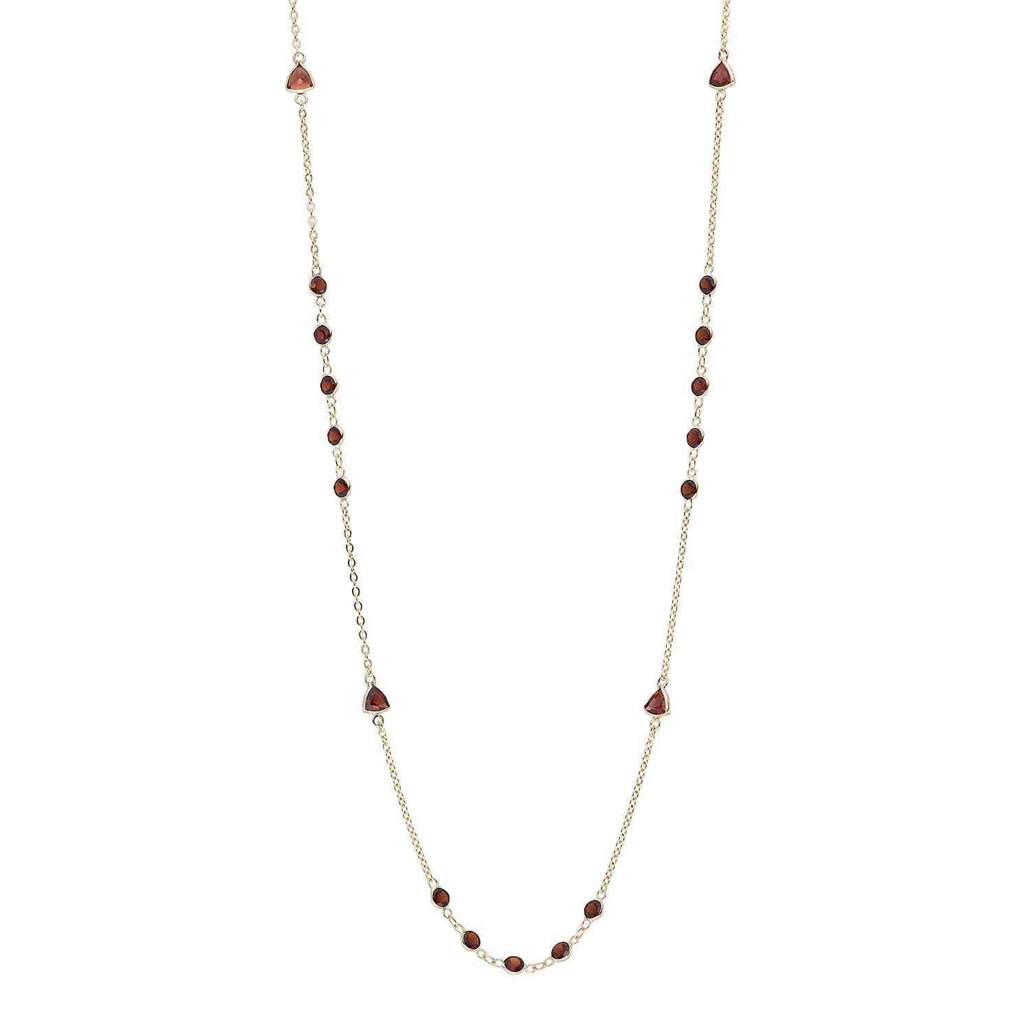 9ct gold 18" garnet handmade necklace