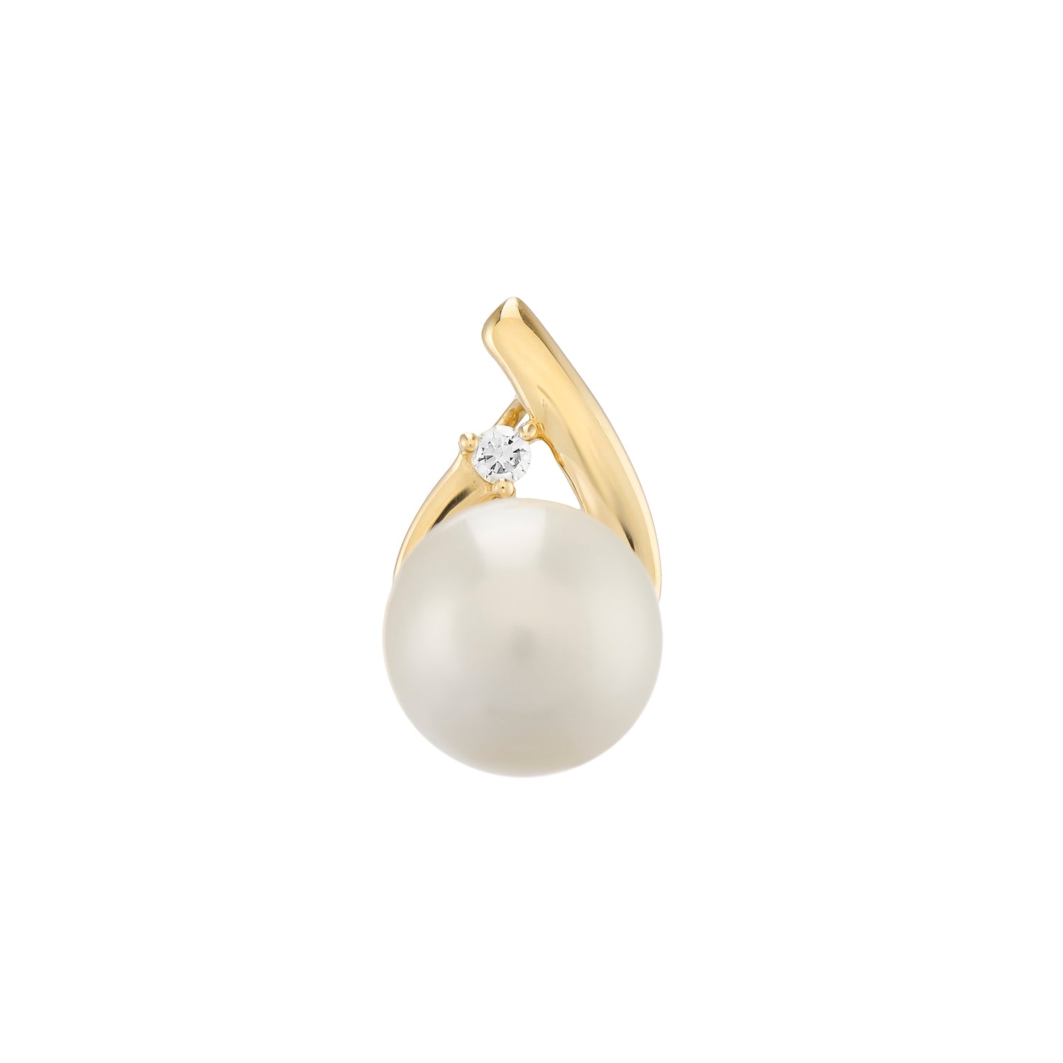 9ct gold fresh water pearl & diamond pendant 0.02ct