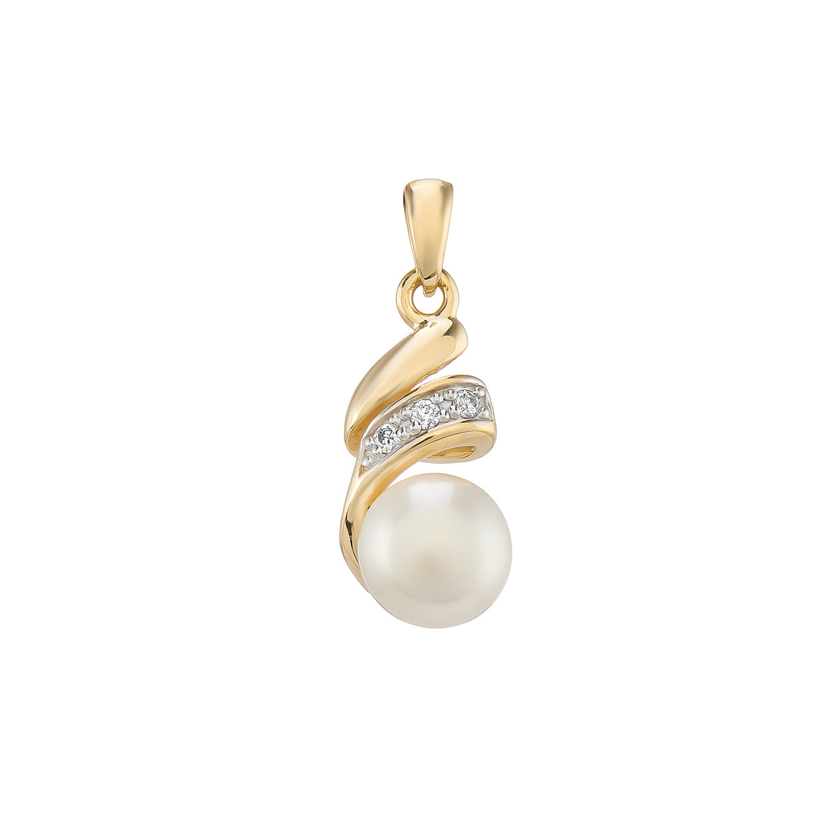 9ct gold fresh water pearl &amp; diamond pendant 0.024ct