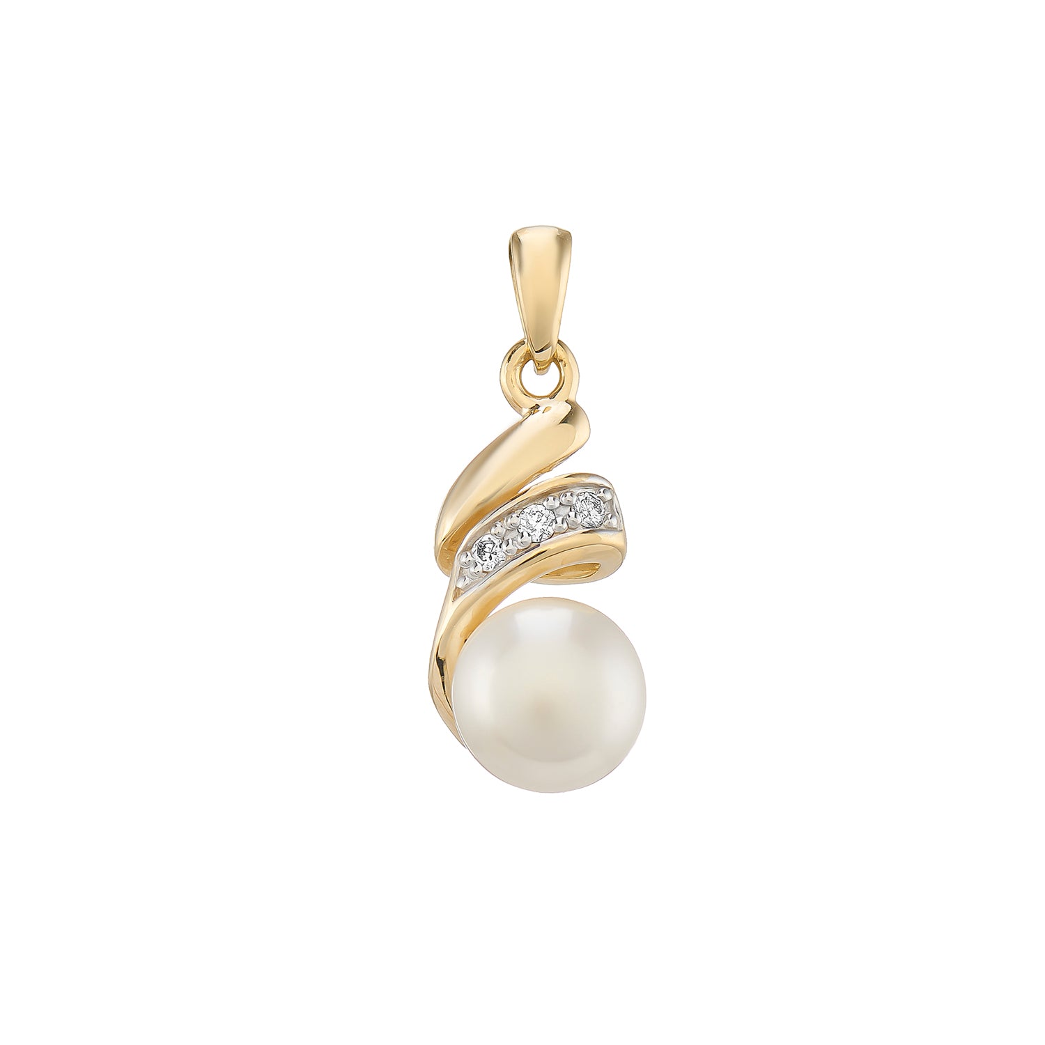 9ct gold fresh water pearl & diamond pendant 0.024ct