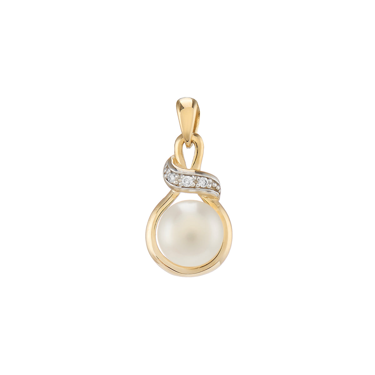 9ct gold fresh water pearl &amp; diamond pendant 0.018ct