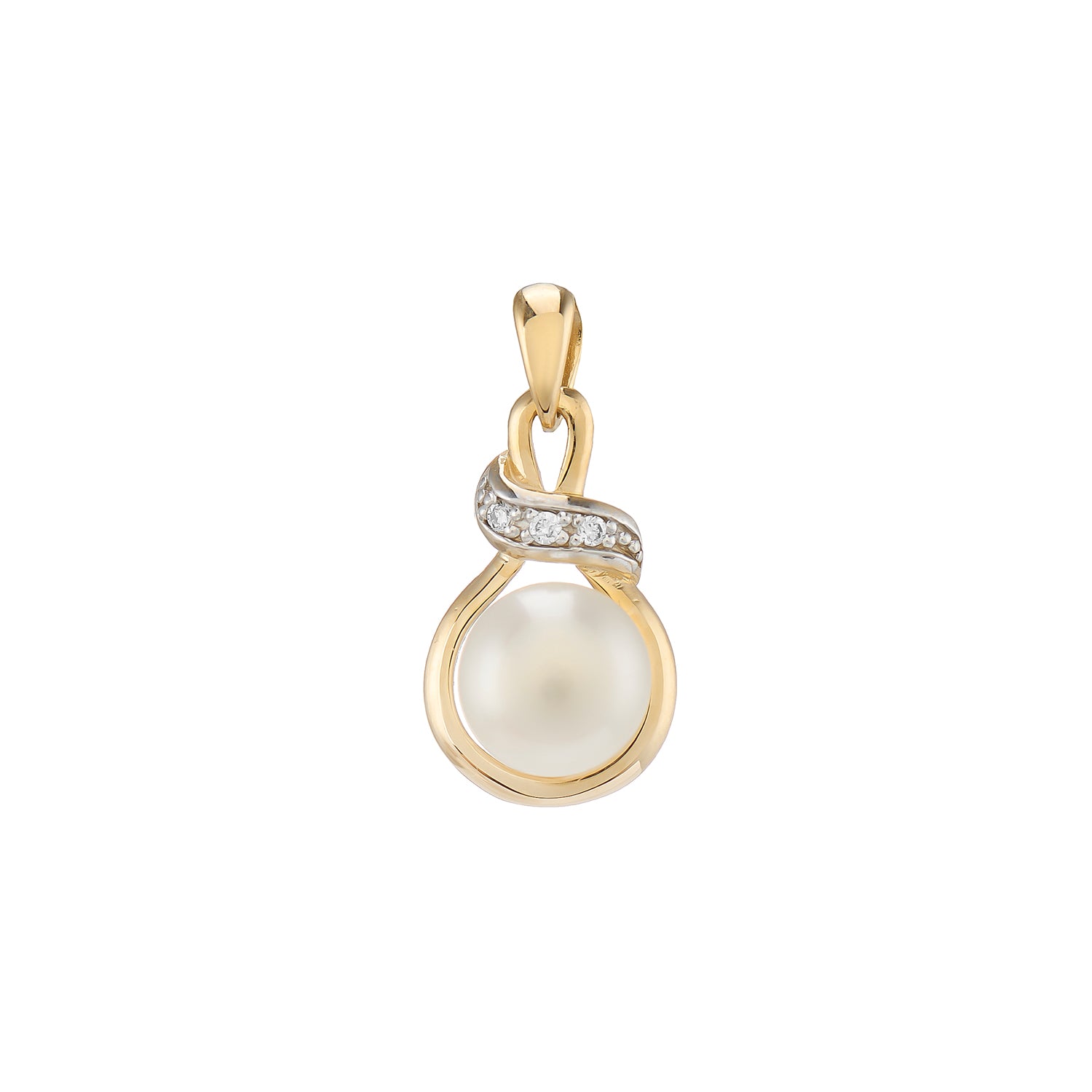 9ct gold fresh water pearl & diamond pendant 0.018ct