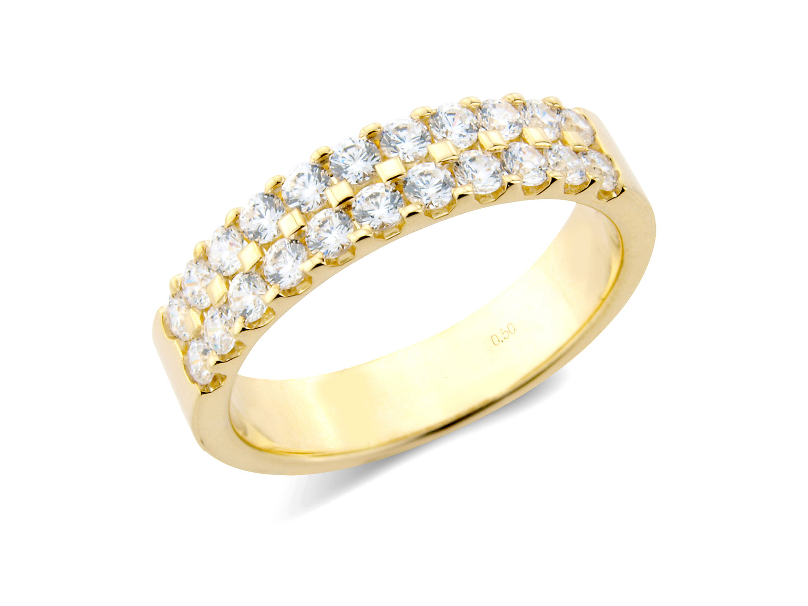 0.50ct claw set 2 row brilliant cut diamond band ring