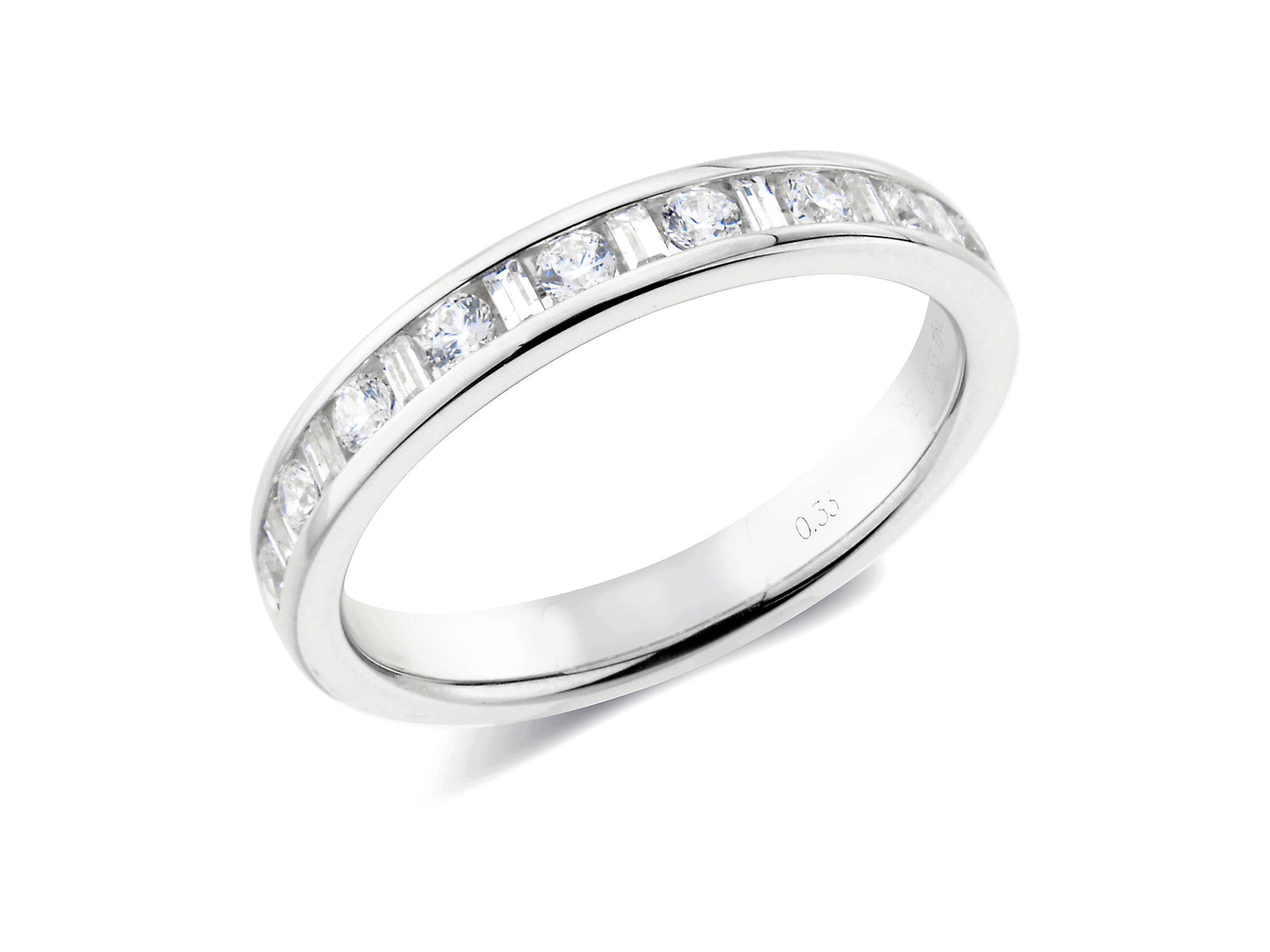 0.33ct channel set brilliant & baguette cut diamond band ring