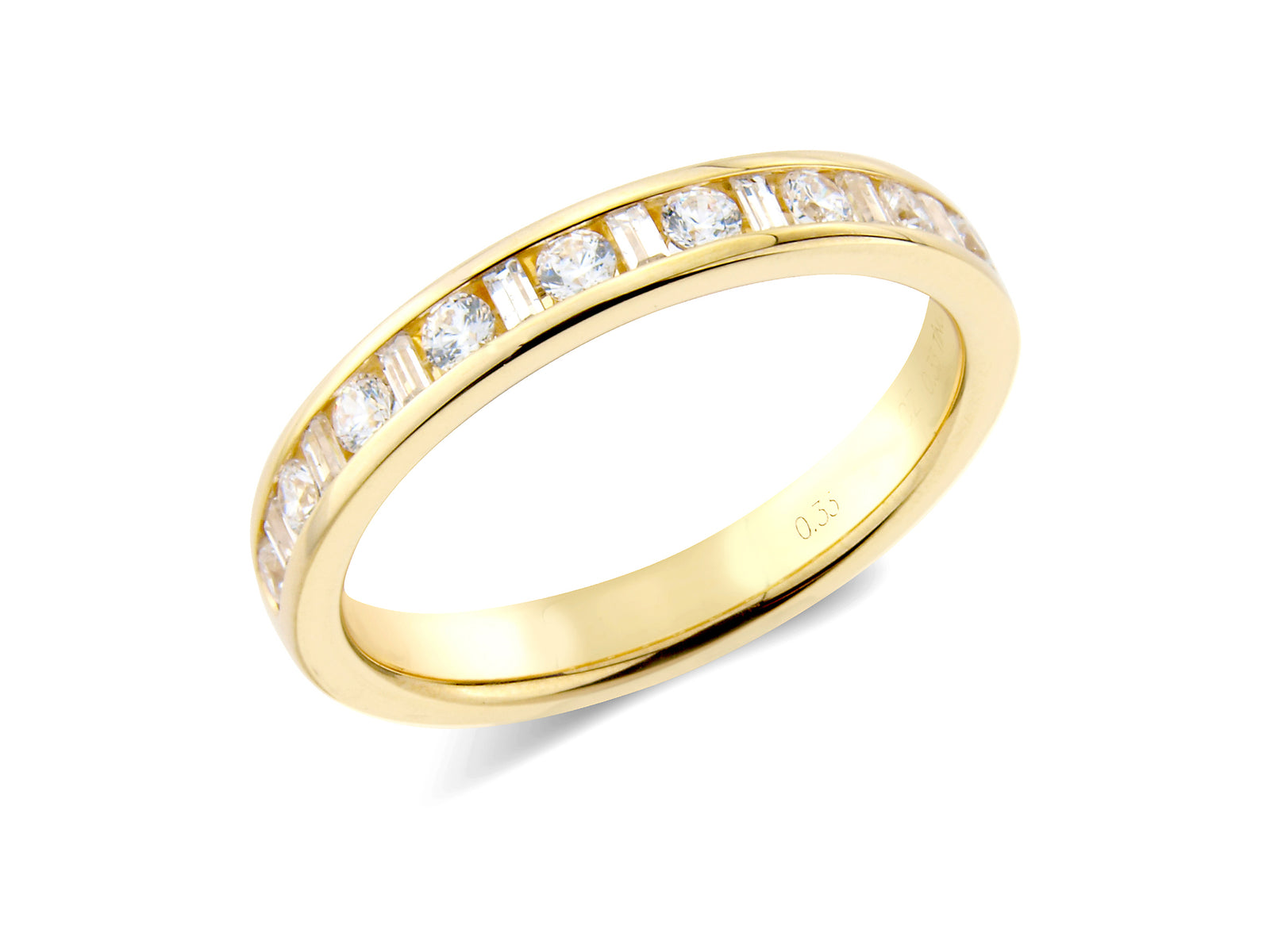 0.33ct channel set brilliant & baguette cut diamond band ring
