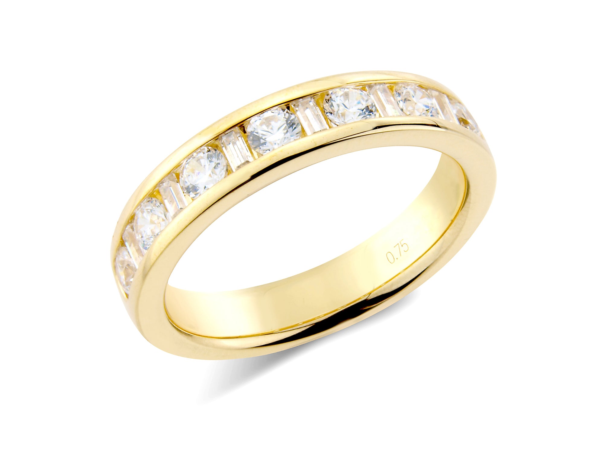 0.75ct channel set brilliant & baguette cut diamond band ring