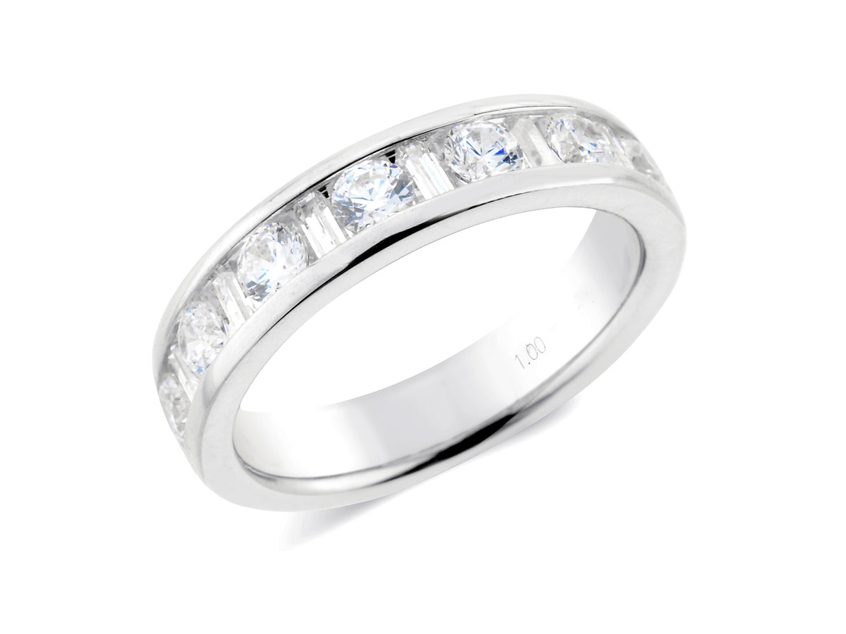 1.00ct channel set brilliant & baguette cut diamond band ring