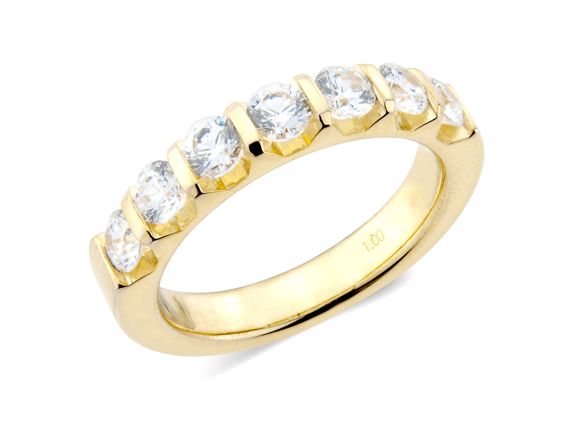 1.00ct bar set brilliant cut diamond band ring