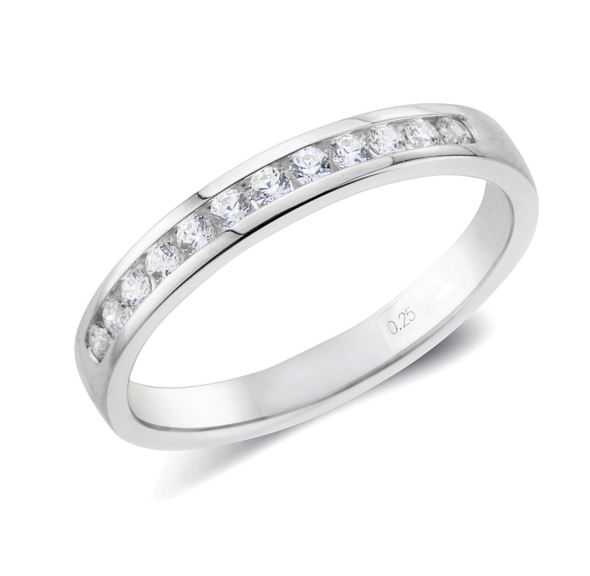 0.25ct channel set brilliant cut diamond band ring