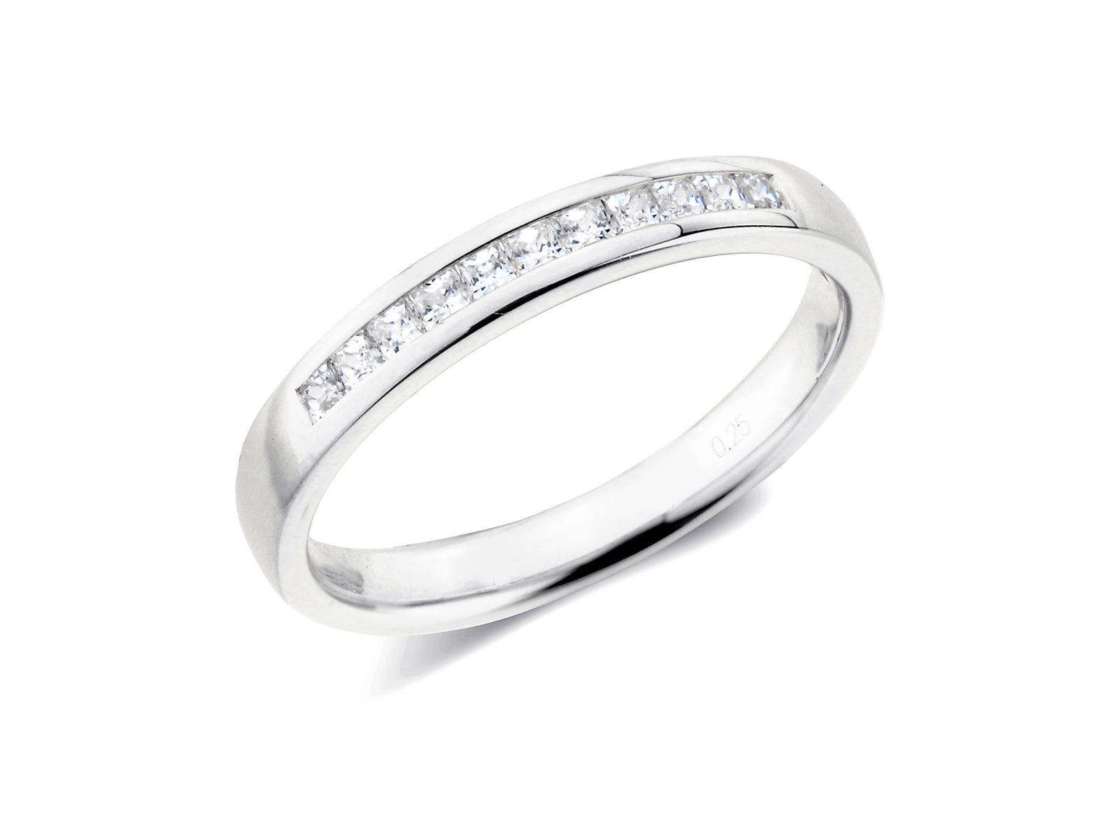 0.25ct channel set princess cut diamond band ring