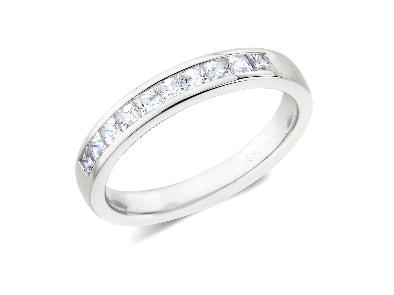 0.50ct channel set princess cut diamond band ring