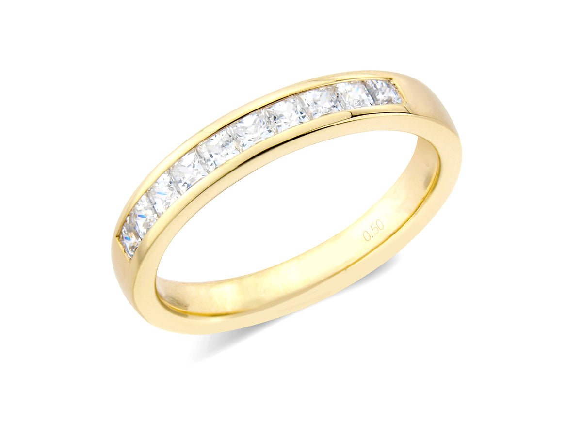 0.50ct channel set princess cut diamond band ring