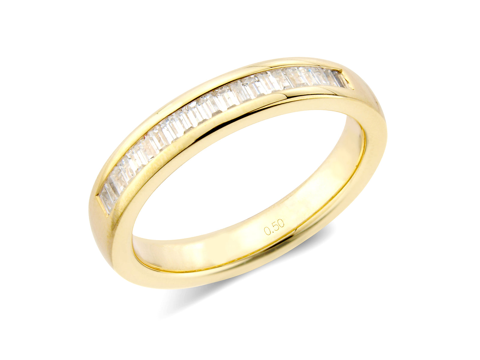 0.50ct channel set baguette cut diamond band ring