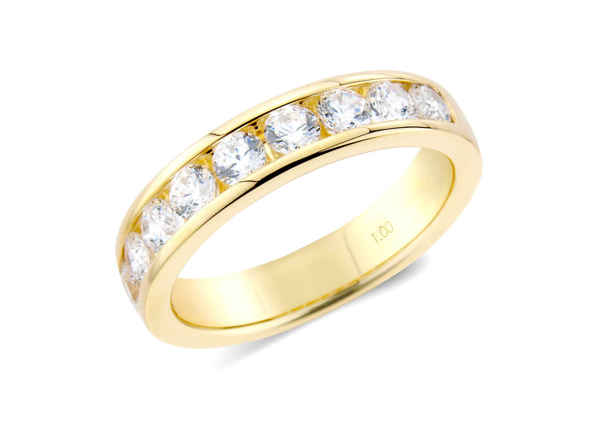 1.00ct channel set brilliant cut diamond band ring