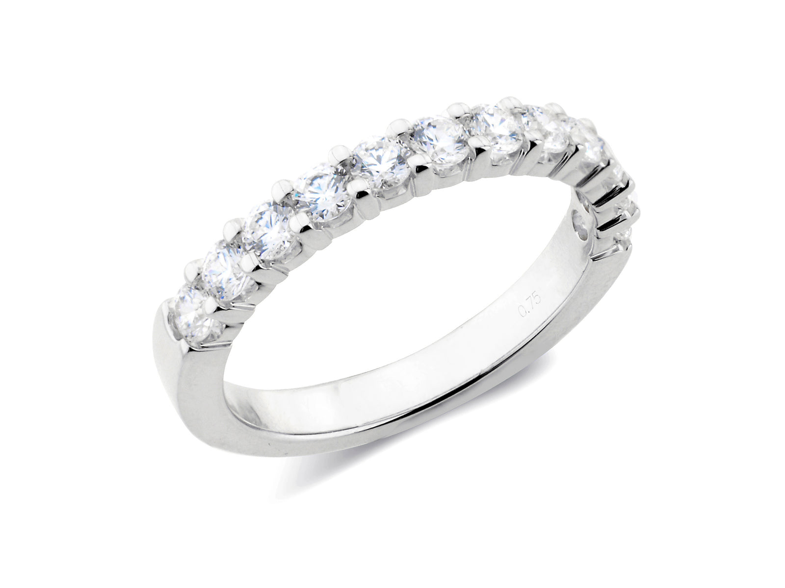 0.75ct claw set brilliant cut diamond band ring