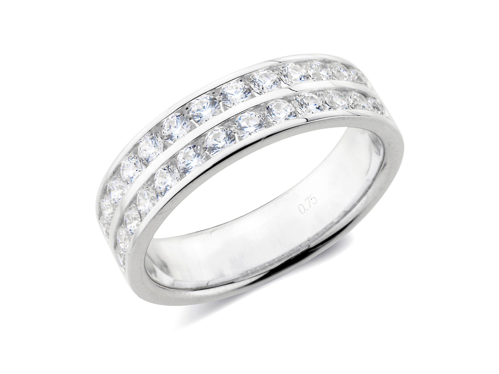 0.75ct channel set 2 row brilliant cut diamond band ring