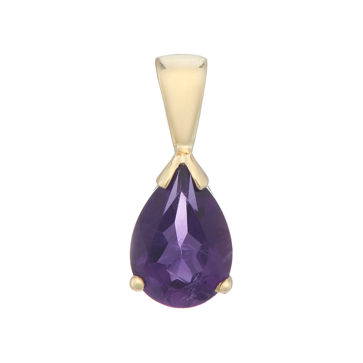 9ct gold 7x5mm pear shape amethyst pendant