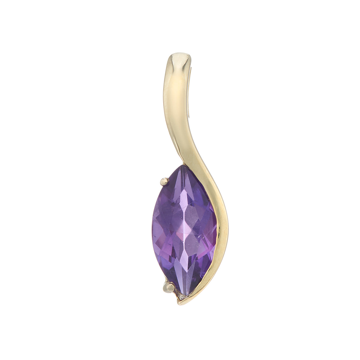 9ct gold 12x6mm marquise shape amethyst pendant
