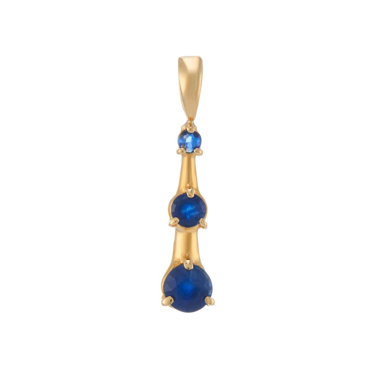 9ct gold triple round sapphire (2,3 & 4mm) pendant
