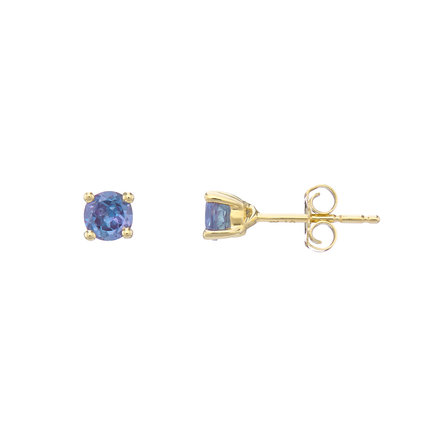 9ct gold Lab Created Alexandrite 4mm round studs