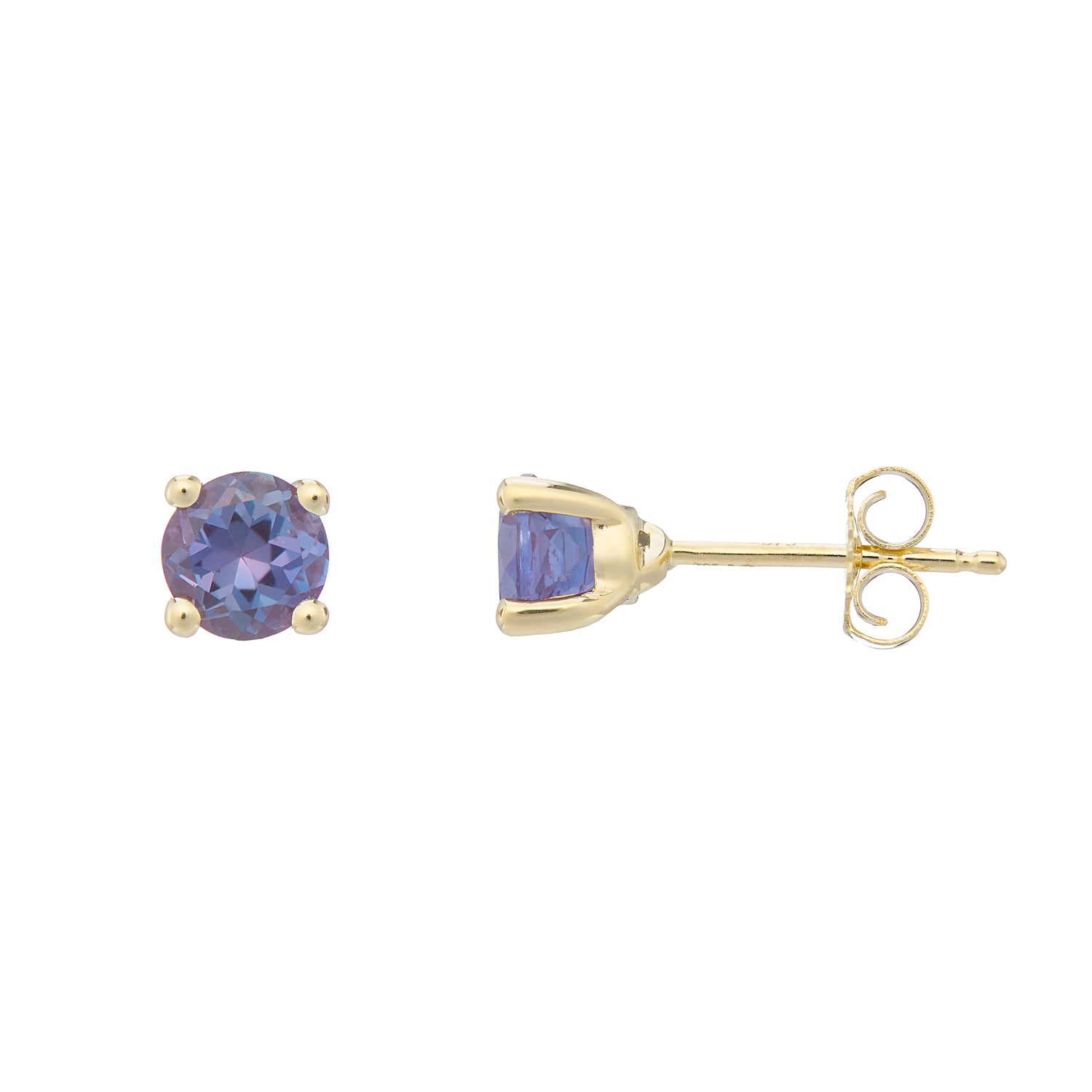 9ct gold Lab Created Alexandrite 5mm round studs