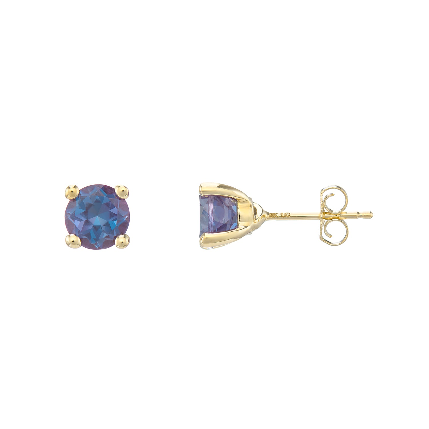 9ct gold Lab Created Alexandrite 6mm round studs