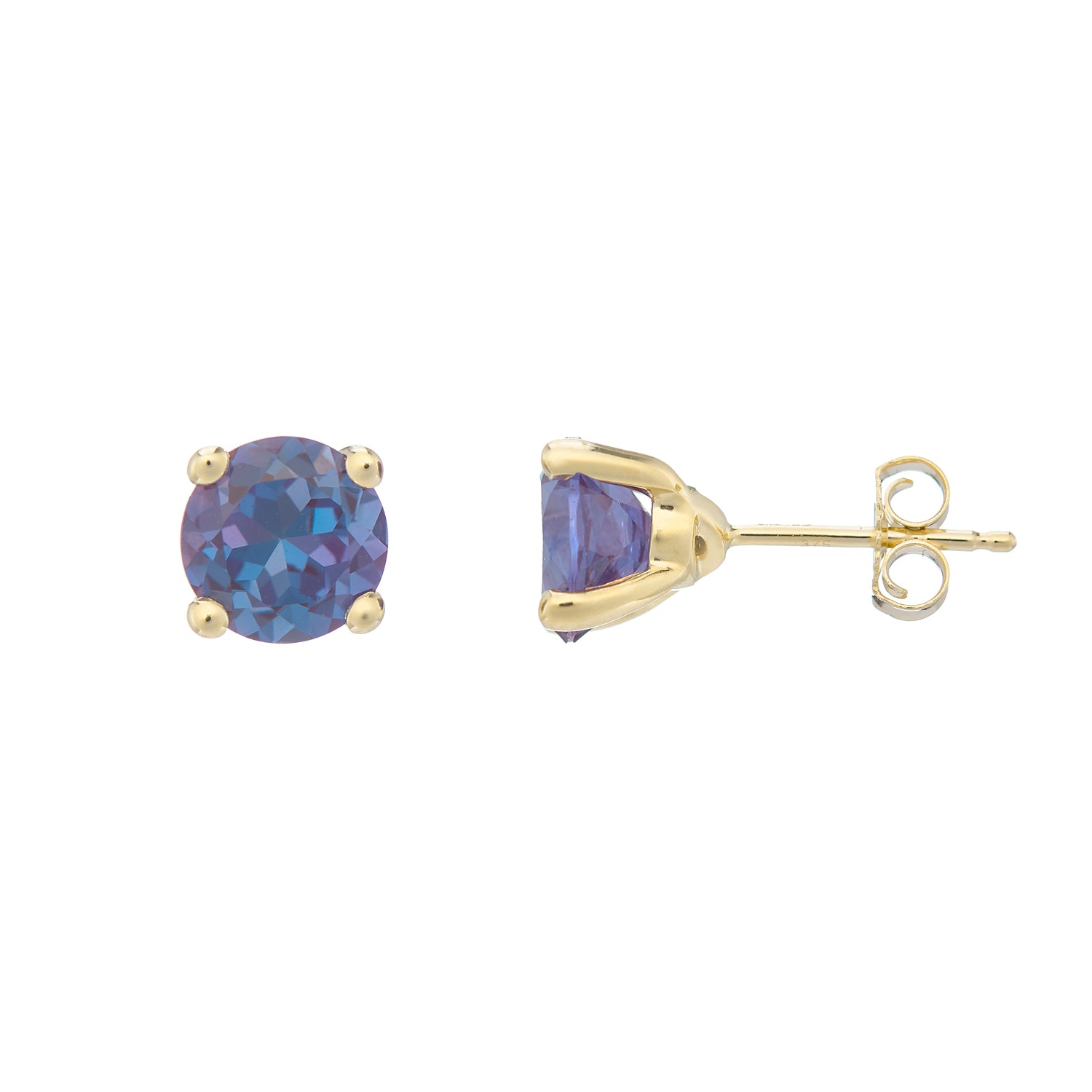 9ct gold Lab Created Alexandrite 7mm round studs