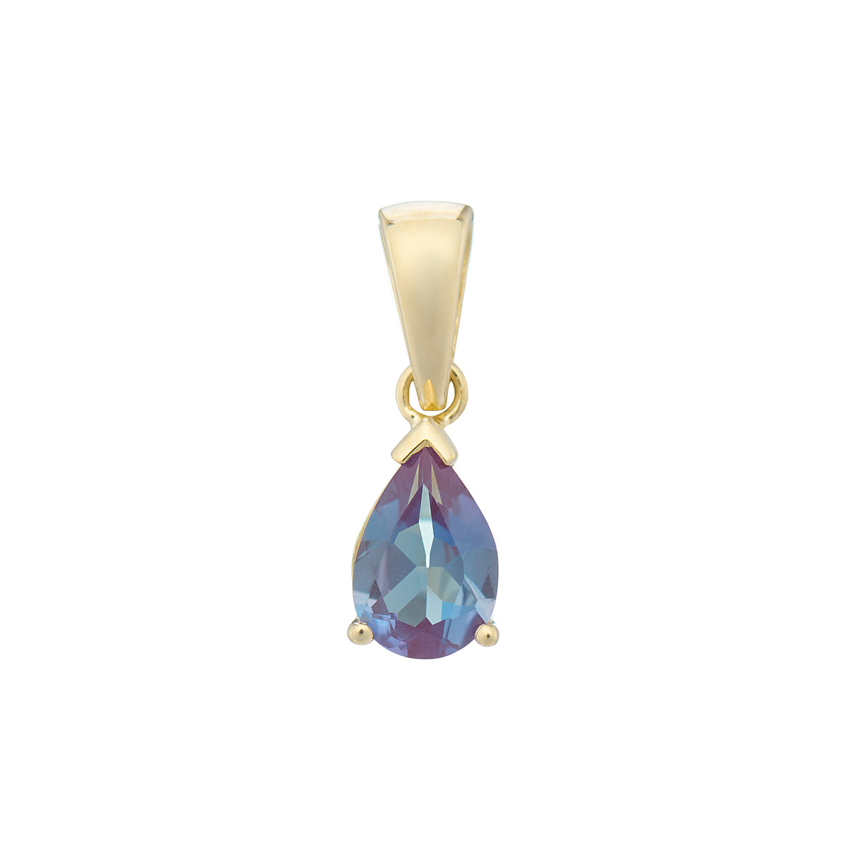 9ct gold Lab Created Alexandrite 7x5mm pear pendant