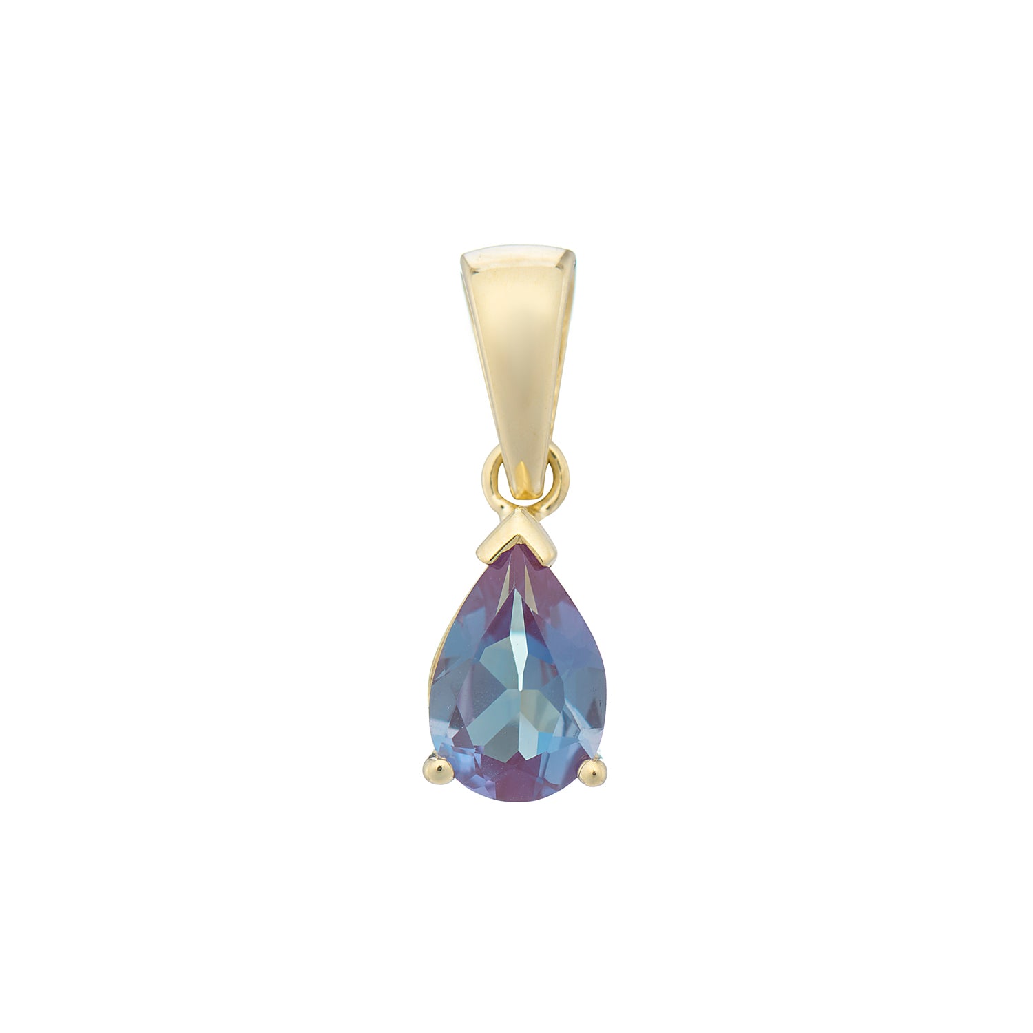 9ct gold Lab Created Alexandrite 7x5mm pear pendant