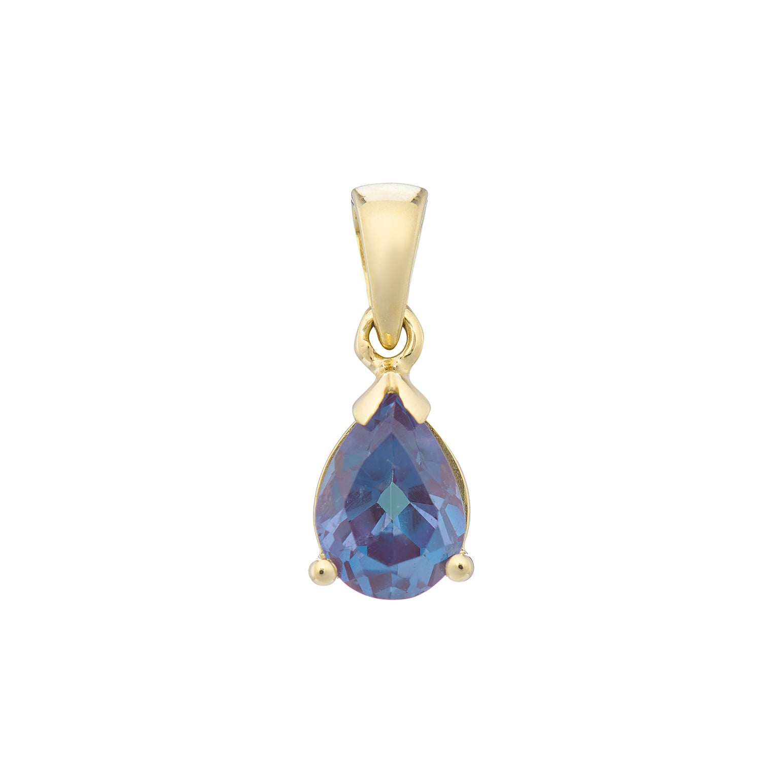 9ct gold Lab Created Alexandrite 8x6mm pear pendant