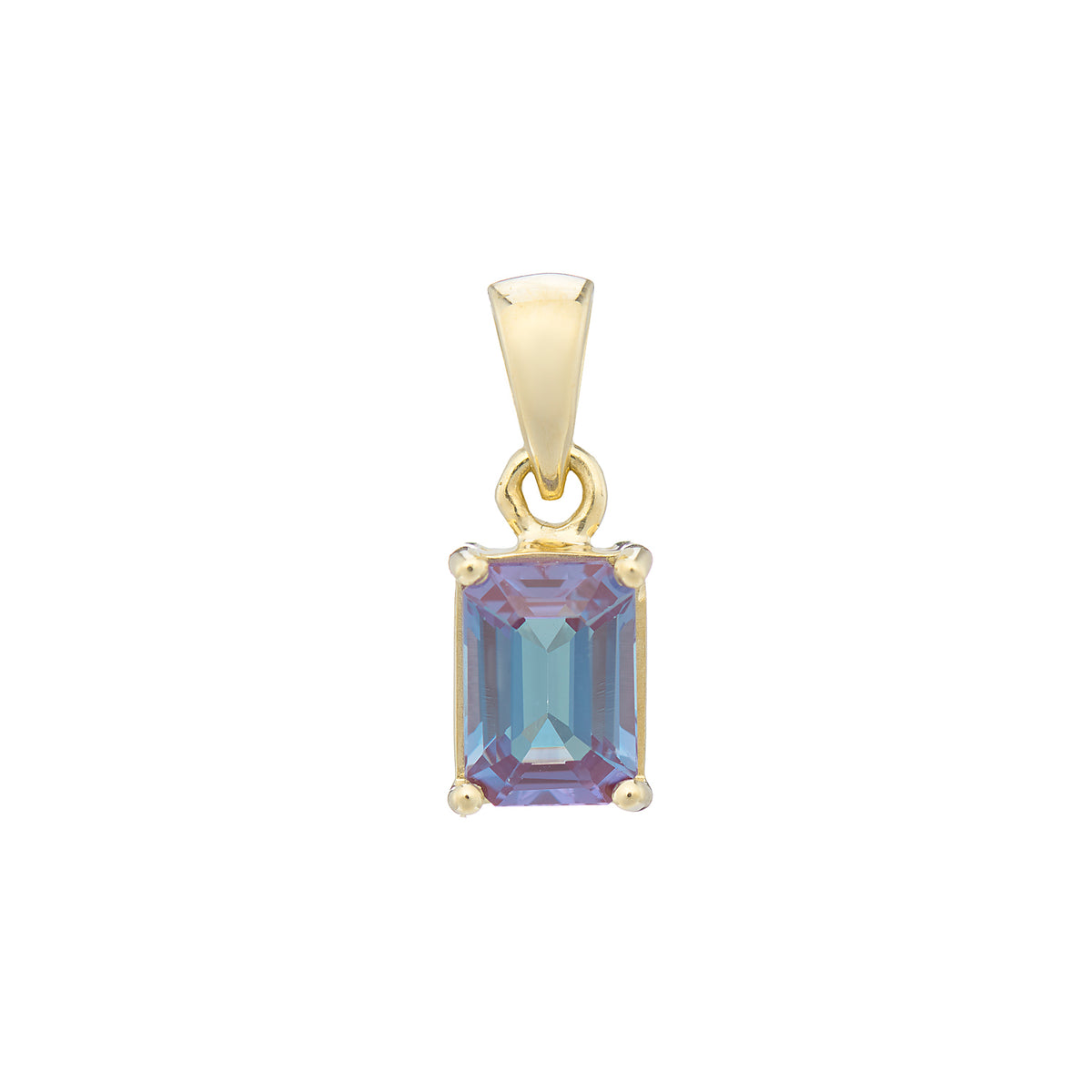 9ct gold Lab Created Alexandrite 7x5mm octagonal pendant
