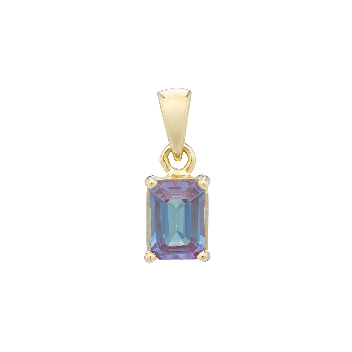 9ct gold Lab Created Alexandrite 7x5mm octagonal pendant