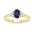 9ct gold 7x5 oval lab created alexandrite & 3 E/VS diamonds each side ring 0.15cts LG