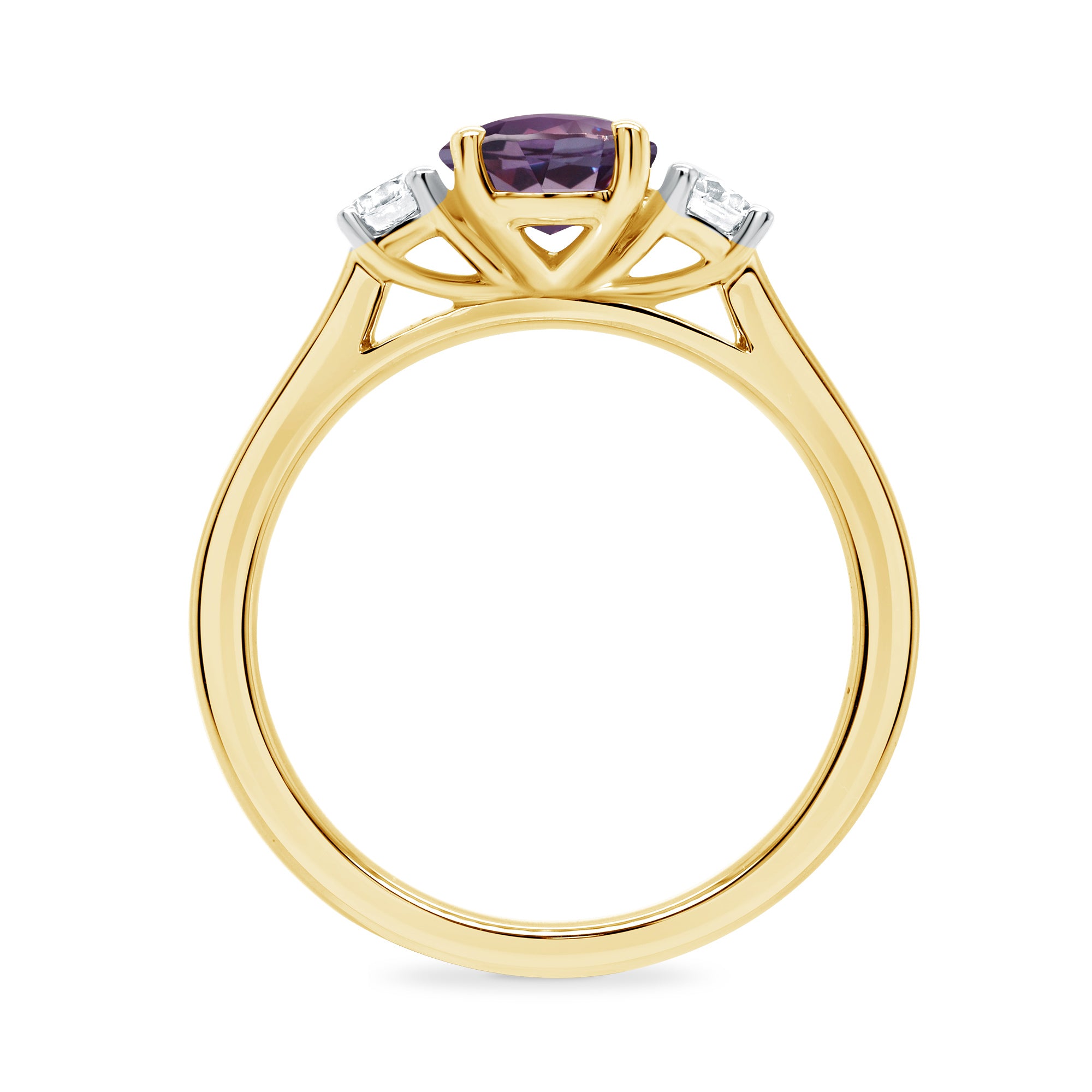 9ct gold 8x6 oval lab created alexandrite & E/VS diamonds ring 0.25cts LG