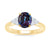 9ct gold 9x7 oval lab created alexandrite & 3 E/VS diamonds each side ring 0.15cts LG