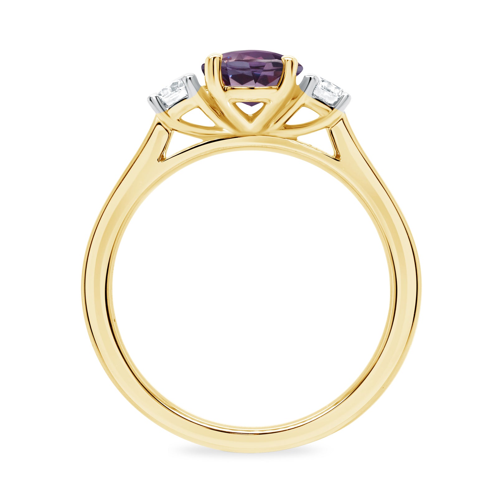 9ct gold 9x7 oval lab created alexandrite & E/VS diamonds ring 0.25cts LG