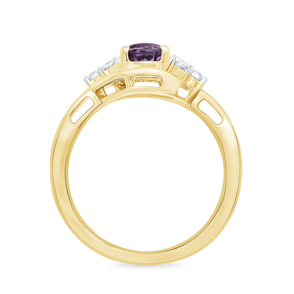 9ct gold 9x7 oval lab created alexandrite & E/VS diamond ring 0.20cts LG