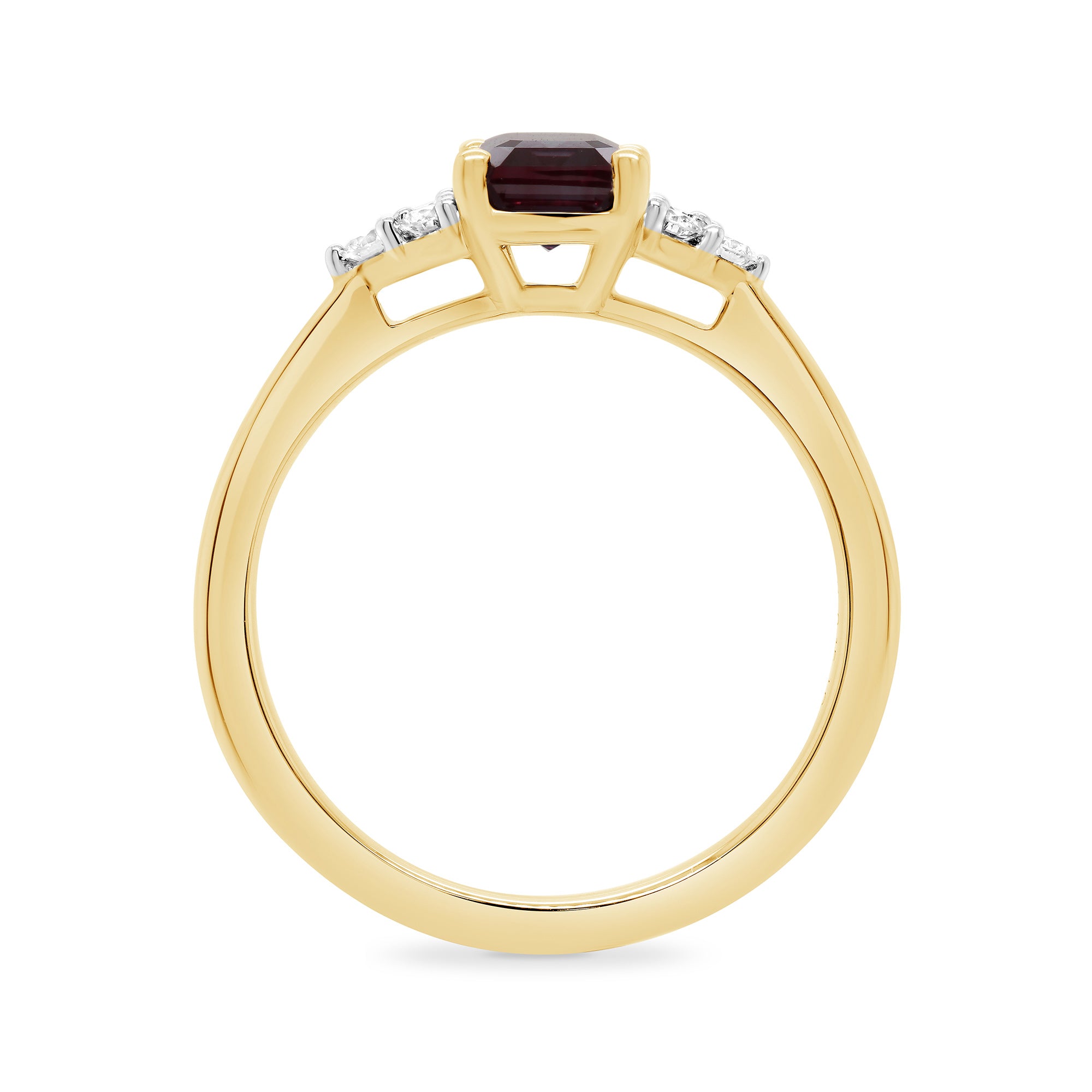 9ct gold 7x5 octagonal lab created alexandrite & 3 E/VS diamonds each side ring 0.15cts LG
