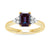 9ct gold 7x5 octagonal lab created alexandrite & 3 E/VS diamonds each side ring 0.15cts LG