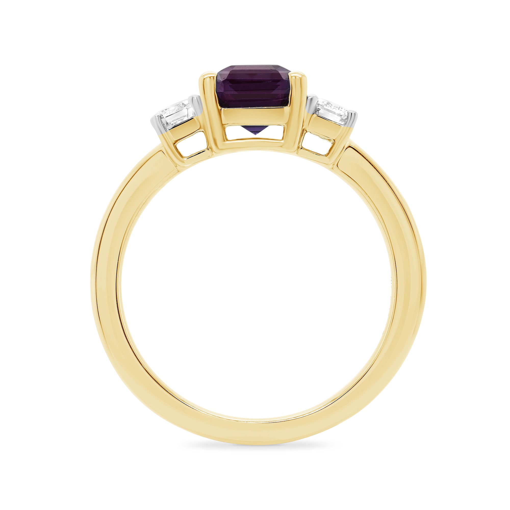 9ct gold 7x5 octagonal lab created alexandrite & E/VS diamonds ring 0.40cts LG