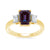 9ct gold 7x5 octagonal lab created alexandrite & E/VS diamonds ring 0.40cts LG