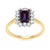 9ct gold 7x5 octagonal lab created alexandrite & E/VS diamond cluster ring 0.36cts LG